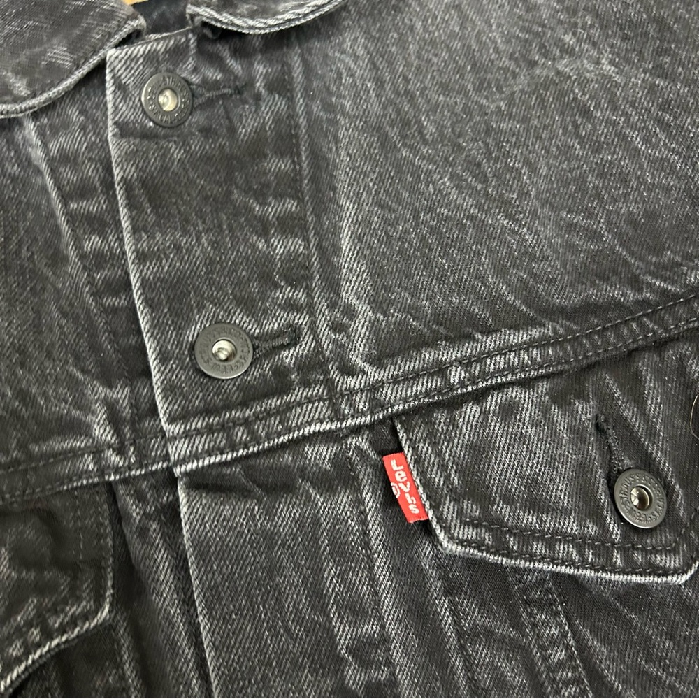 Vintage Levi's Denim Jacket Mens Large Black Y2K Type 3 Trucker Workwear Coat - Picture 3 of 11